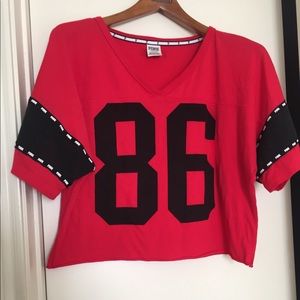 PINK cropped jersey style tee